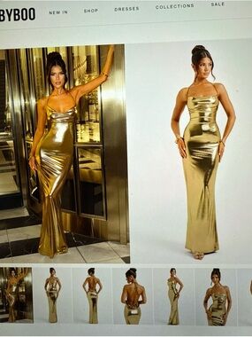 Metallic Gold Maxi Slip Dress with Cowl Neck Talisa